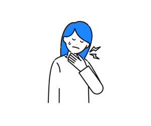 のどが痛い（喉痛）女性のイラスト