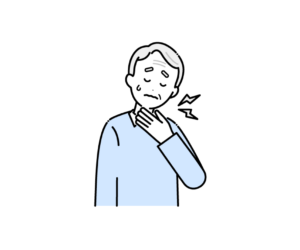 のどが痛い（喉痛）高齢男性のイラスト