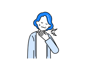 のどが痛い（喉痛）高齢女性のイラスト