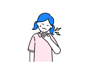 のどが痛い（喉痛）女の子のイラスト