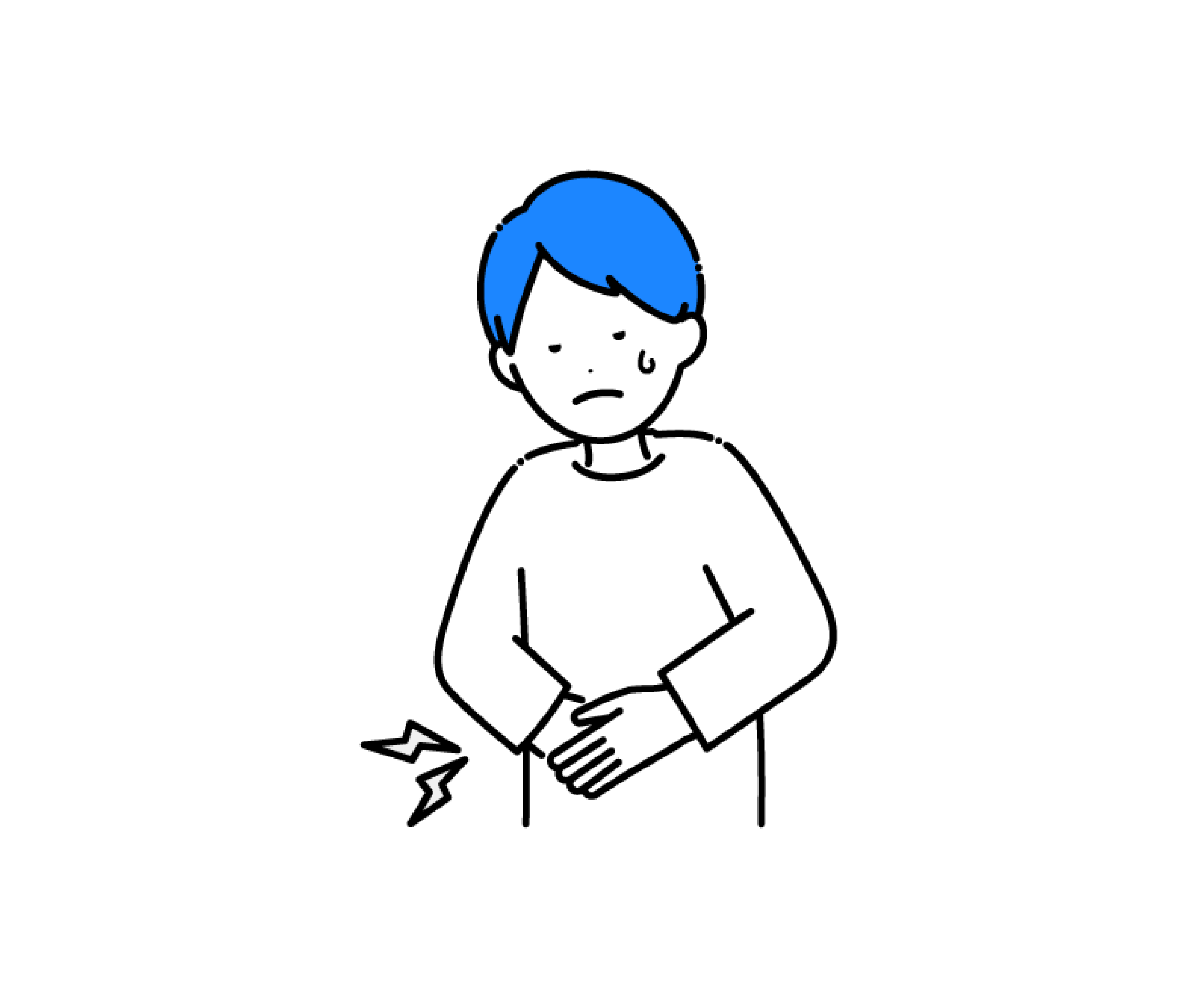 お腹が痛い（腹痛）男性のイラスト