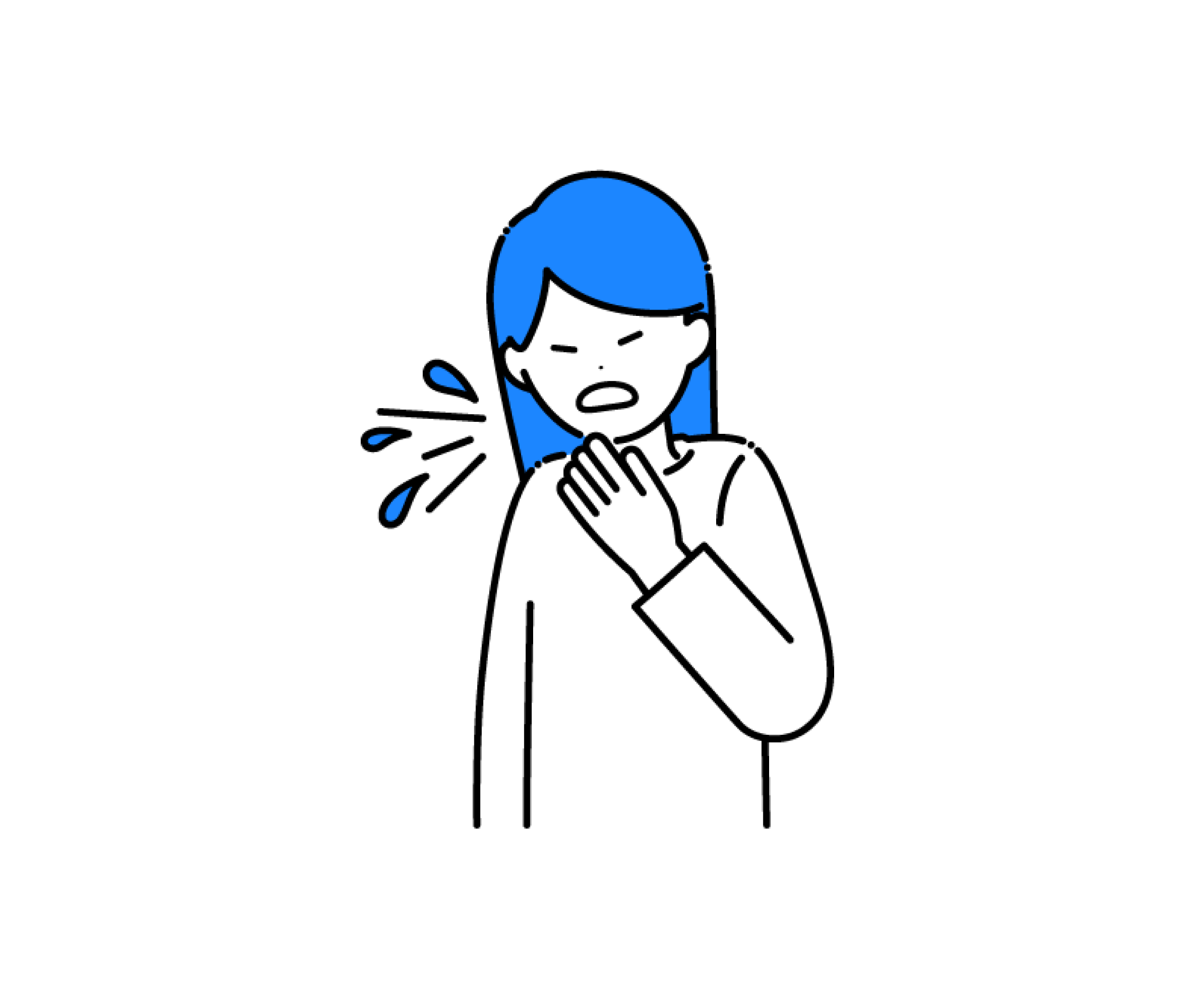 くしゃみをする女性のイラスト