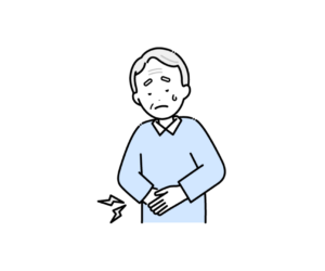 お腹が痛い（腹痛）高齢男性のイラスト
