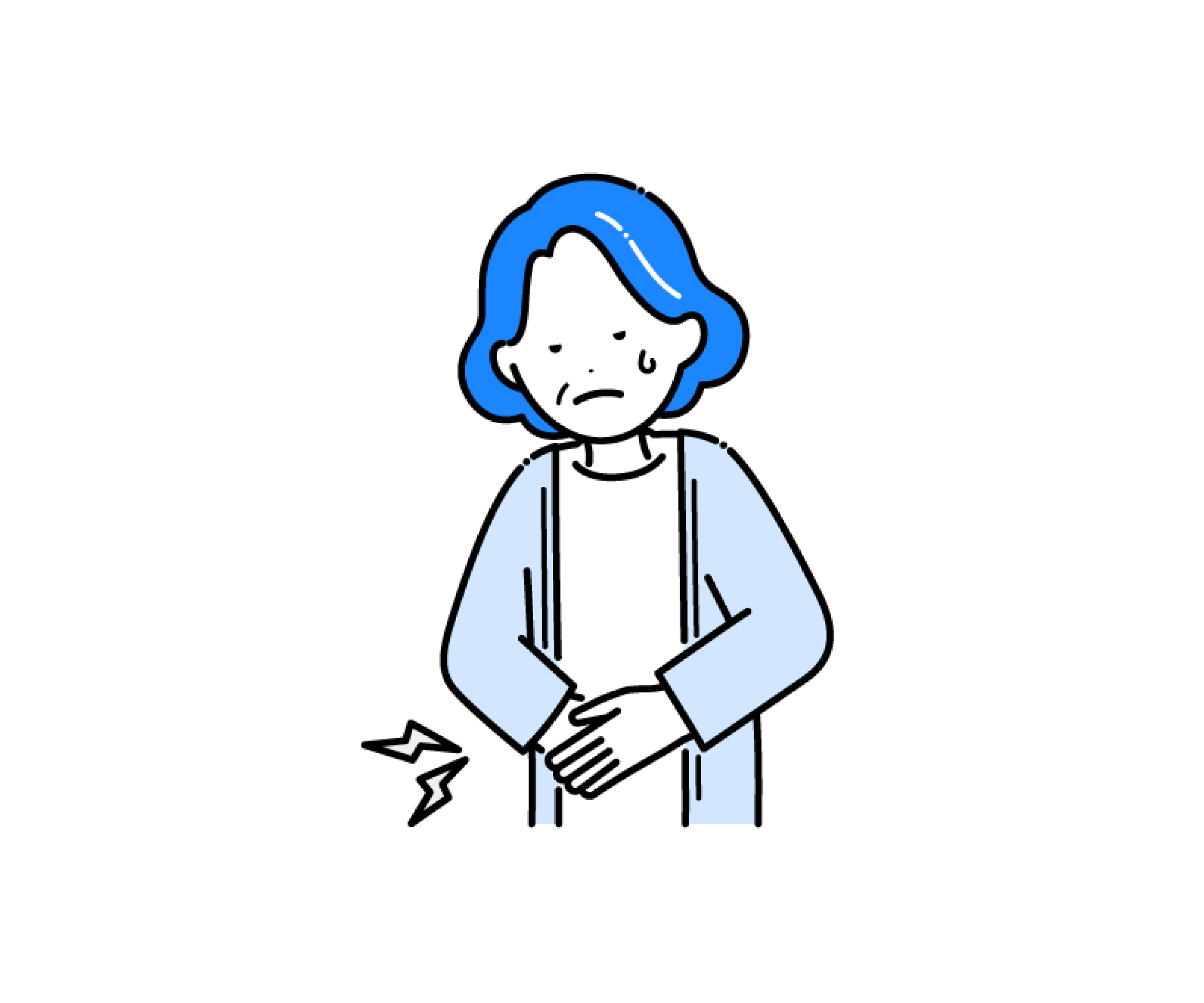 お腹が痛い（腹痛）高齢女性のイラスト