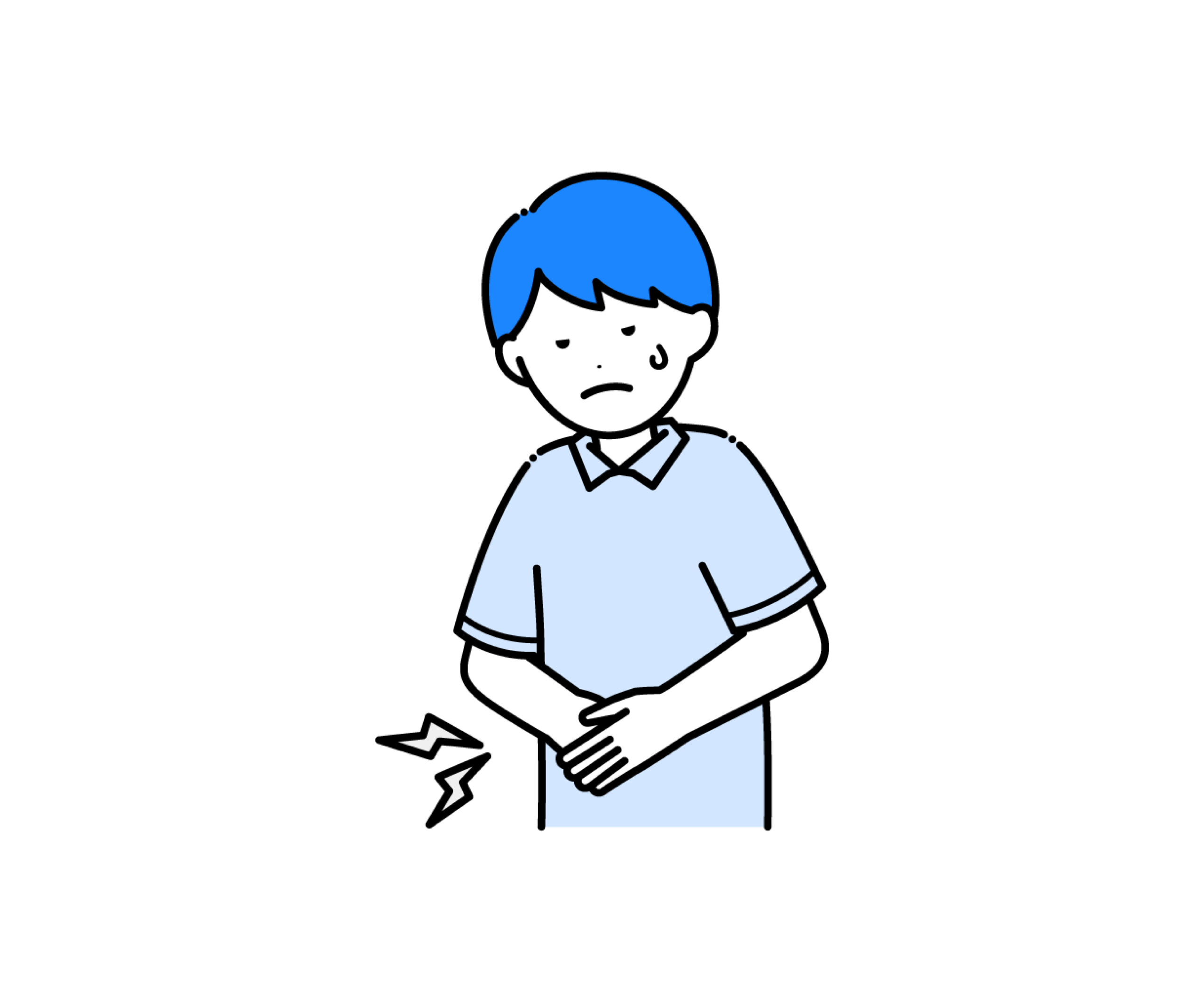 お腹が痛い（腹痛）男の子のイラスト