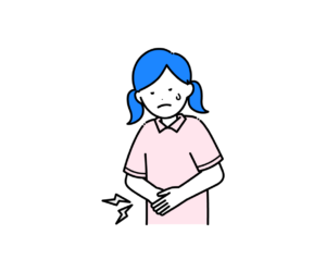 お腹が痛い（腹痛）女の子のイラスト