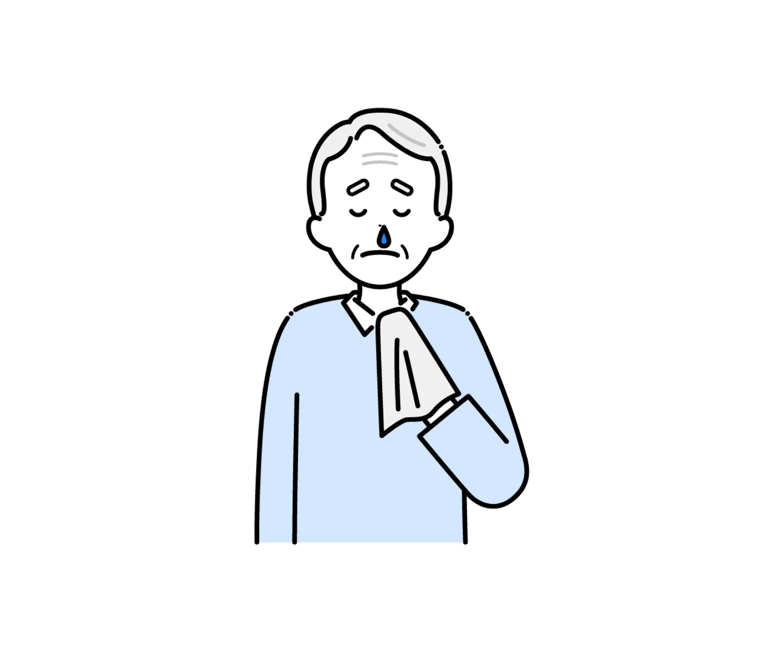 鼻水が出ている高齢男性のイラスト