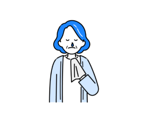 鼻水が出ている高齢女性のイラスト