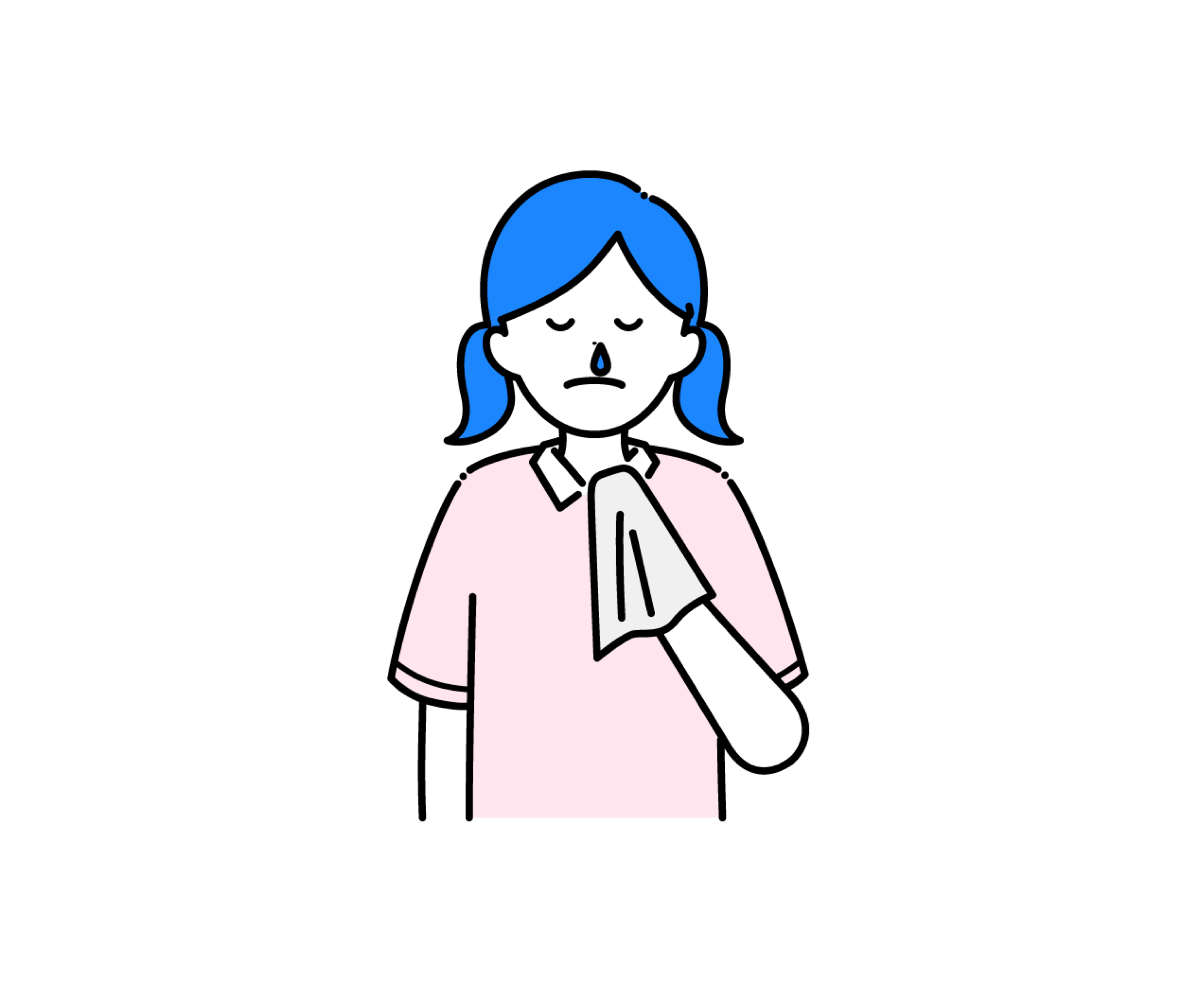 鼻水が出ている女の子のイラスト
