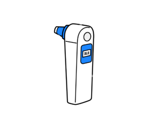 温度表示のある耳式体温計のイラスト