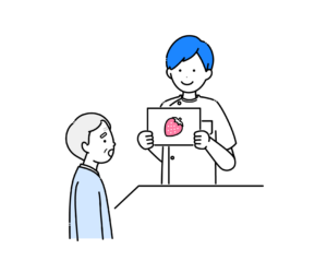 言語聴覚療法を受ける高齢男性のイラスト
