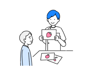 言語聴覚療法を受ける高齢男性のイラスト