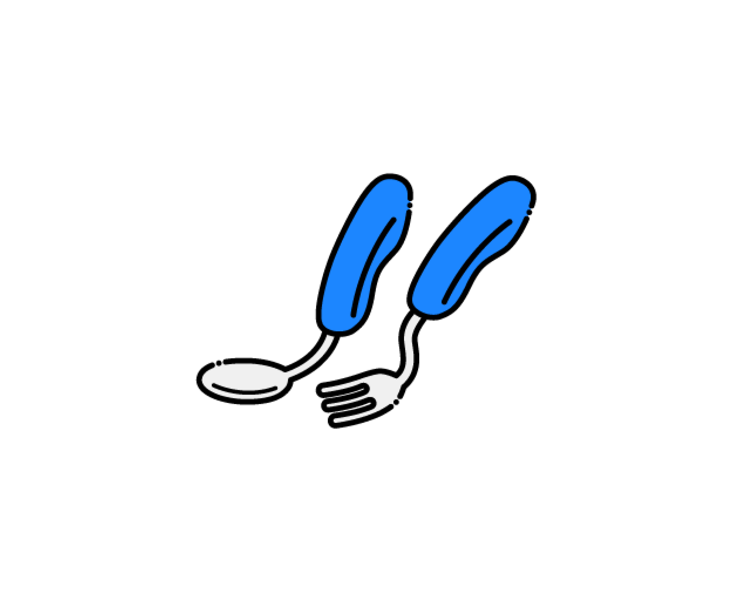 自助具（曲がるスプーンとフォーク）のイラスト