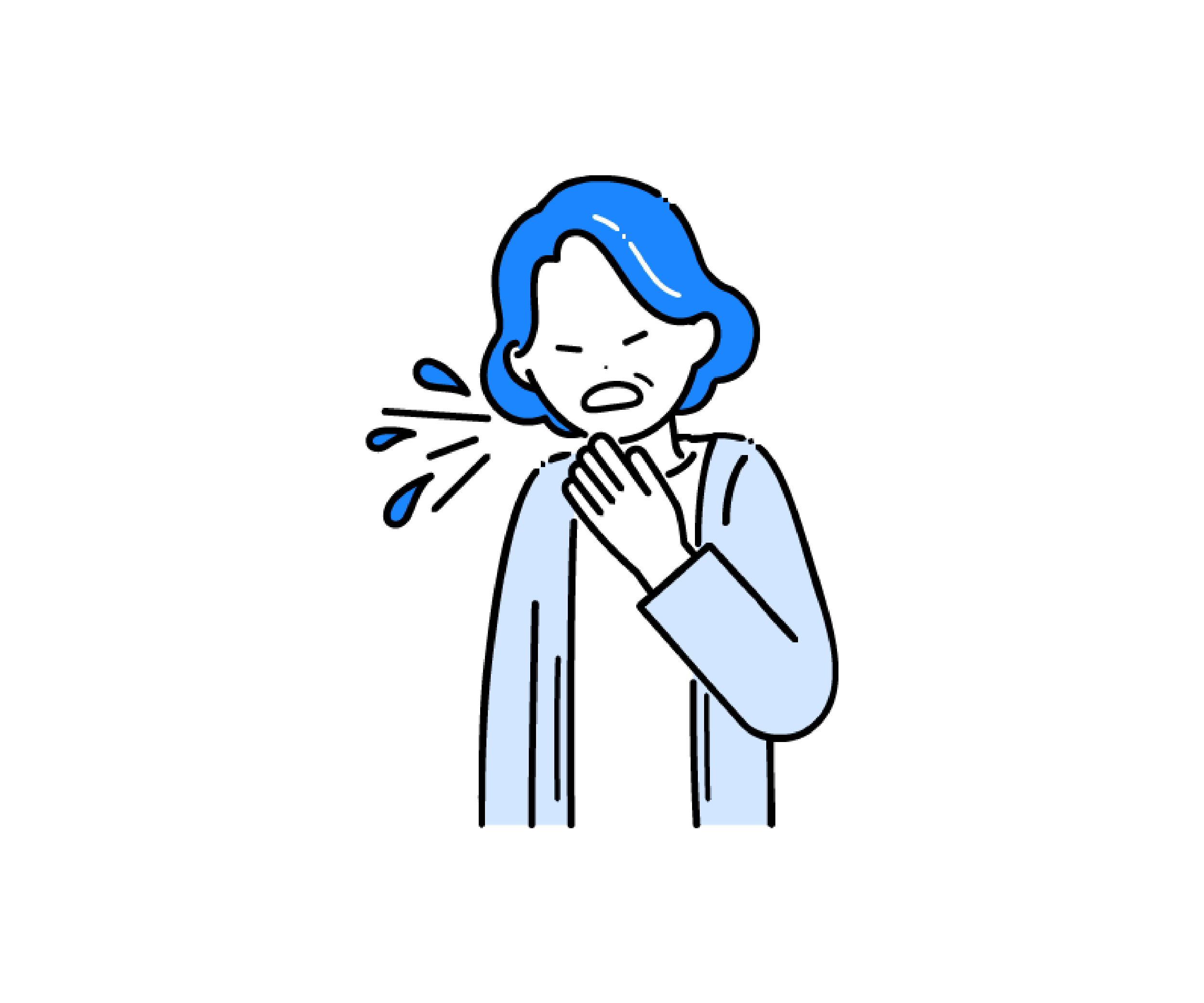 くしゃみをする高齢女性のイラスト
